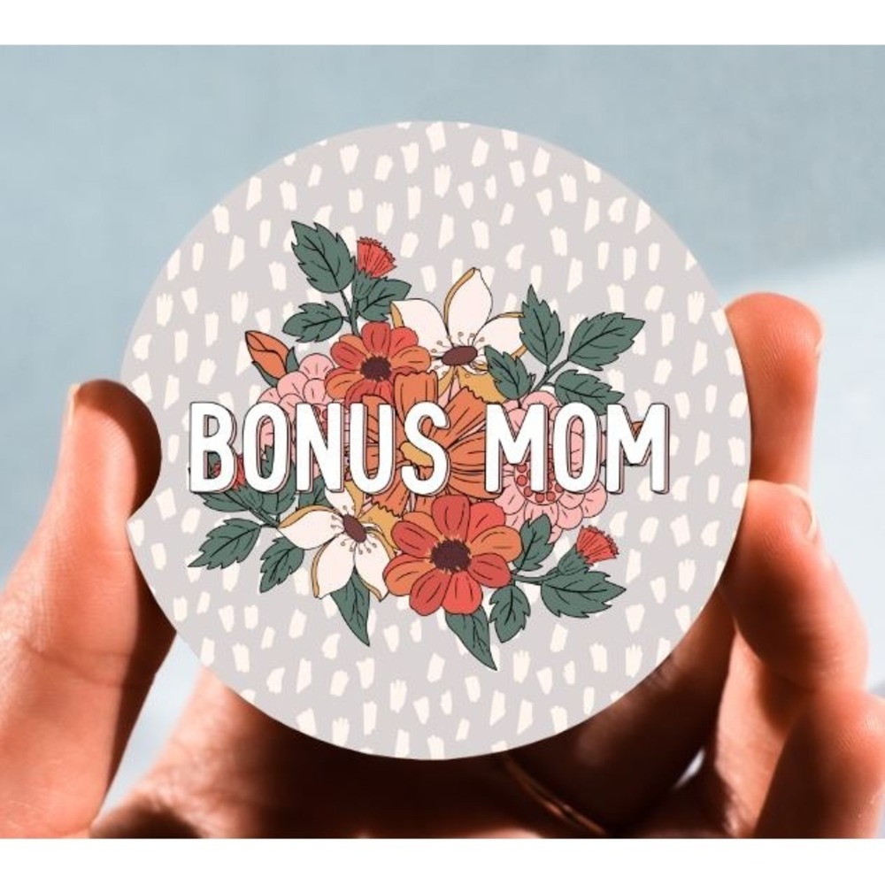 Set of 2 Car Coasters, Floral Bonus Mom Car Coaster,‎ Neoprene Coaster